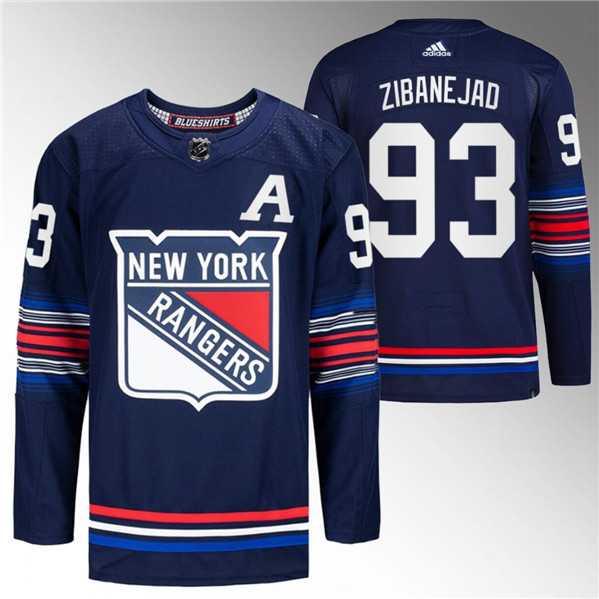Men's New York Rangers #93 Mika Zibanejad Navy Stitched Jersey Dzhi